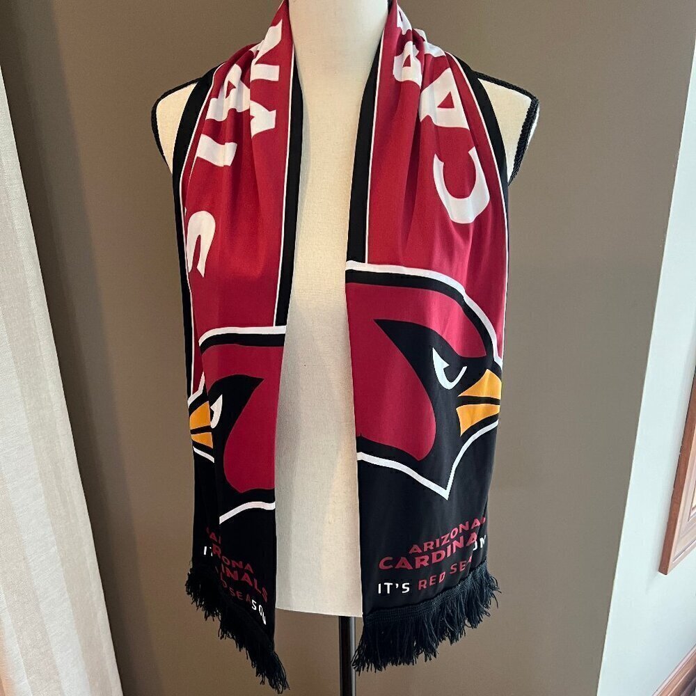 Beautiful Vibrant Arizona Cardinals Scarf, Black Fringe Detail & Double Sided